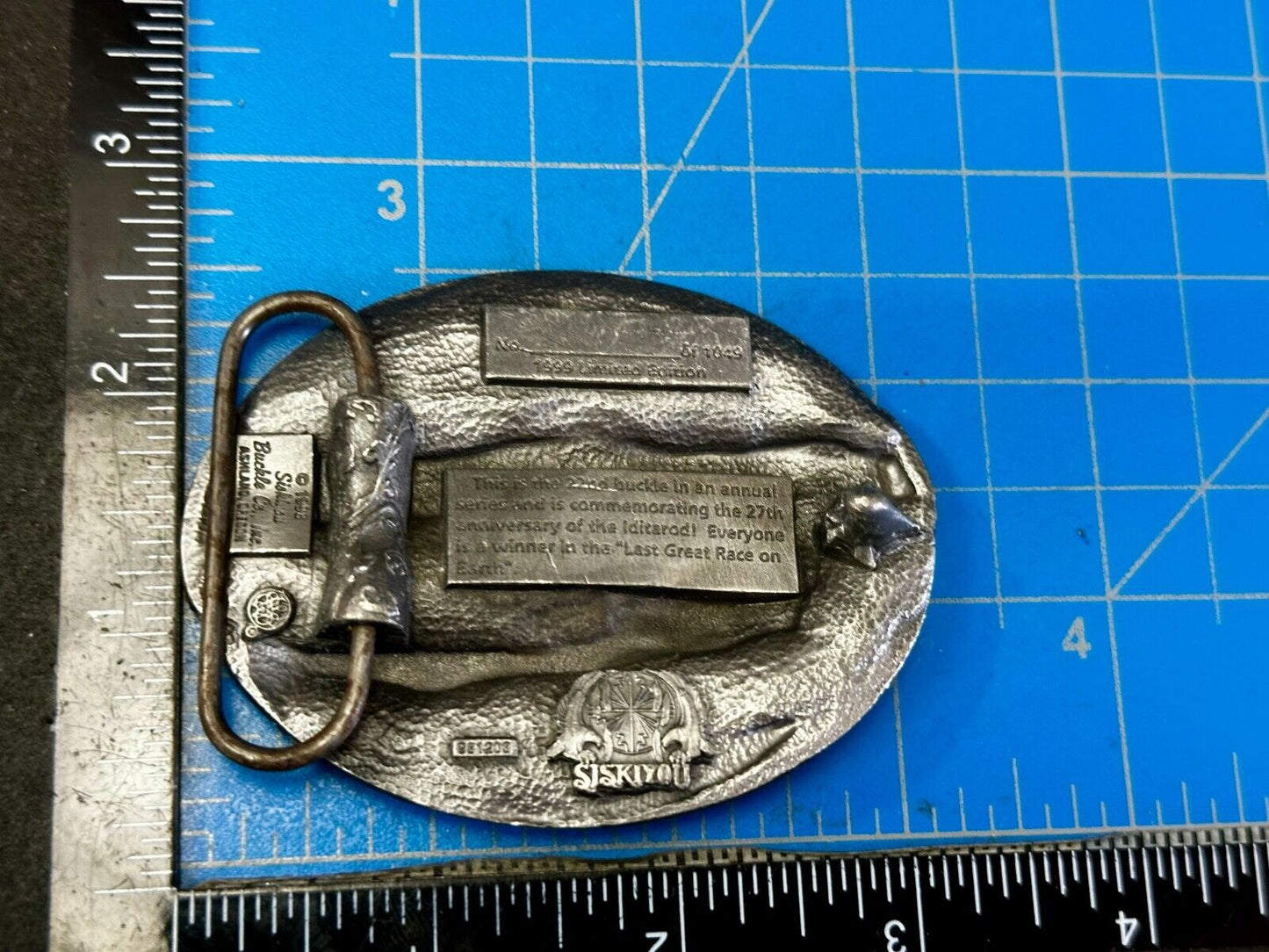 1999 Alaska Iditarod Commemorative Belt Buckle by Siskiyou