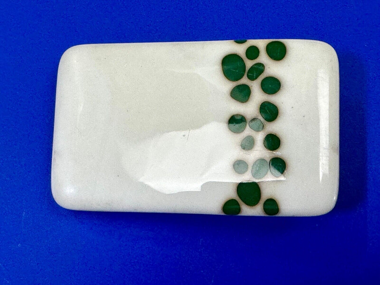 Artisan painting glossy porcelain? rectangular white & green color belt buckle
