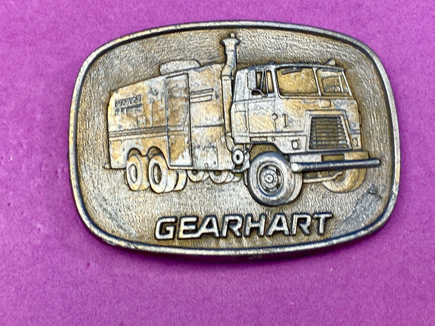 vintage Belt Buckle GEARHART Oil drilling trucking, hauling Industry, Transport