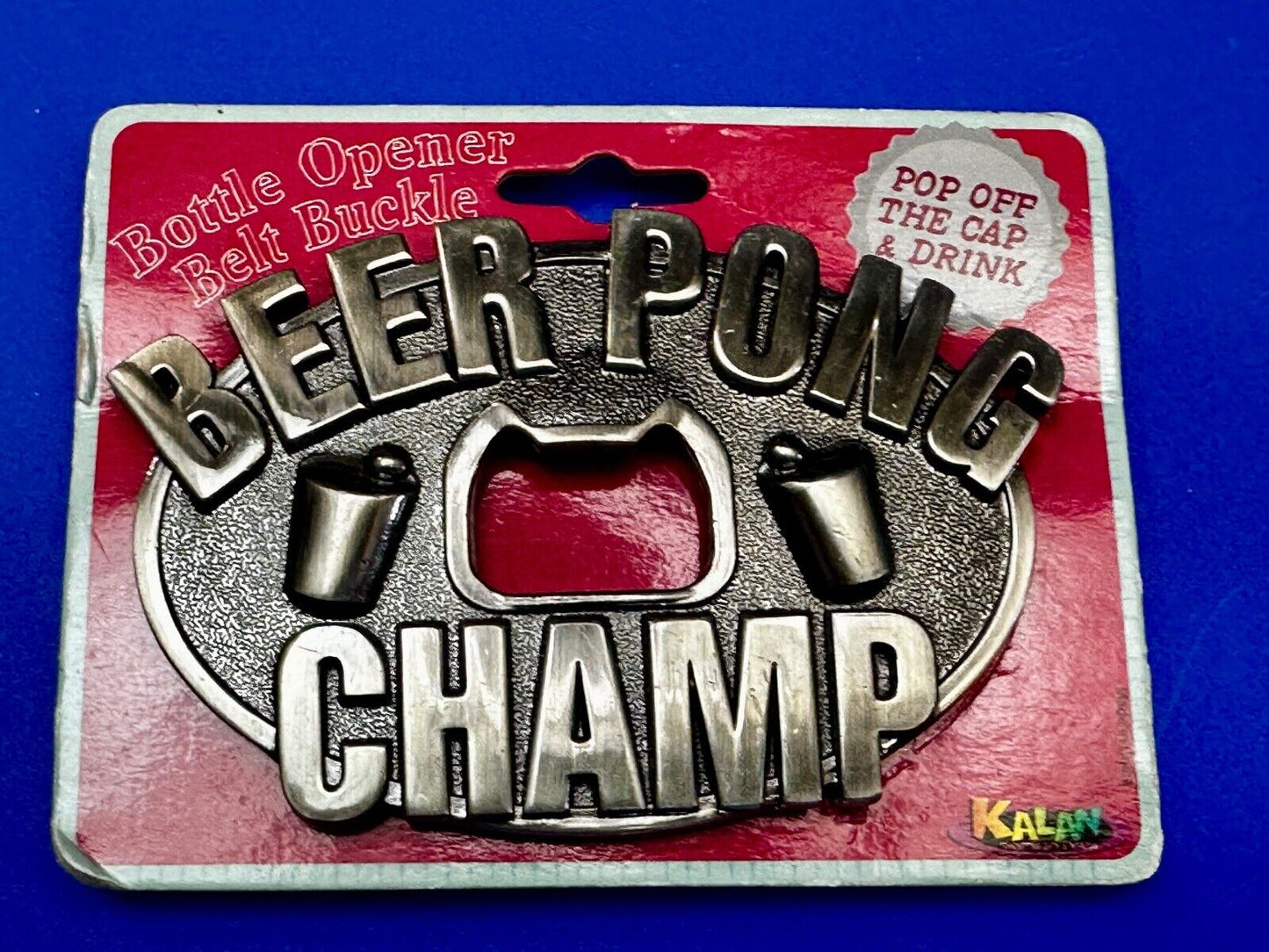 Beer Pong Champ - NOS Kalan Bottle Opener & Belt Buckle - Perfect pick up Line!