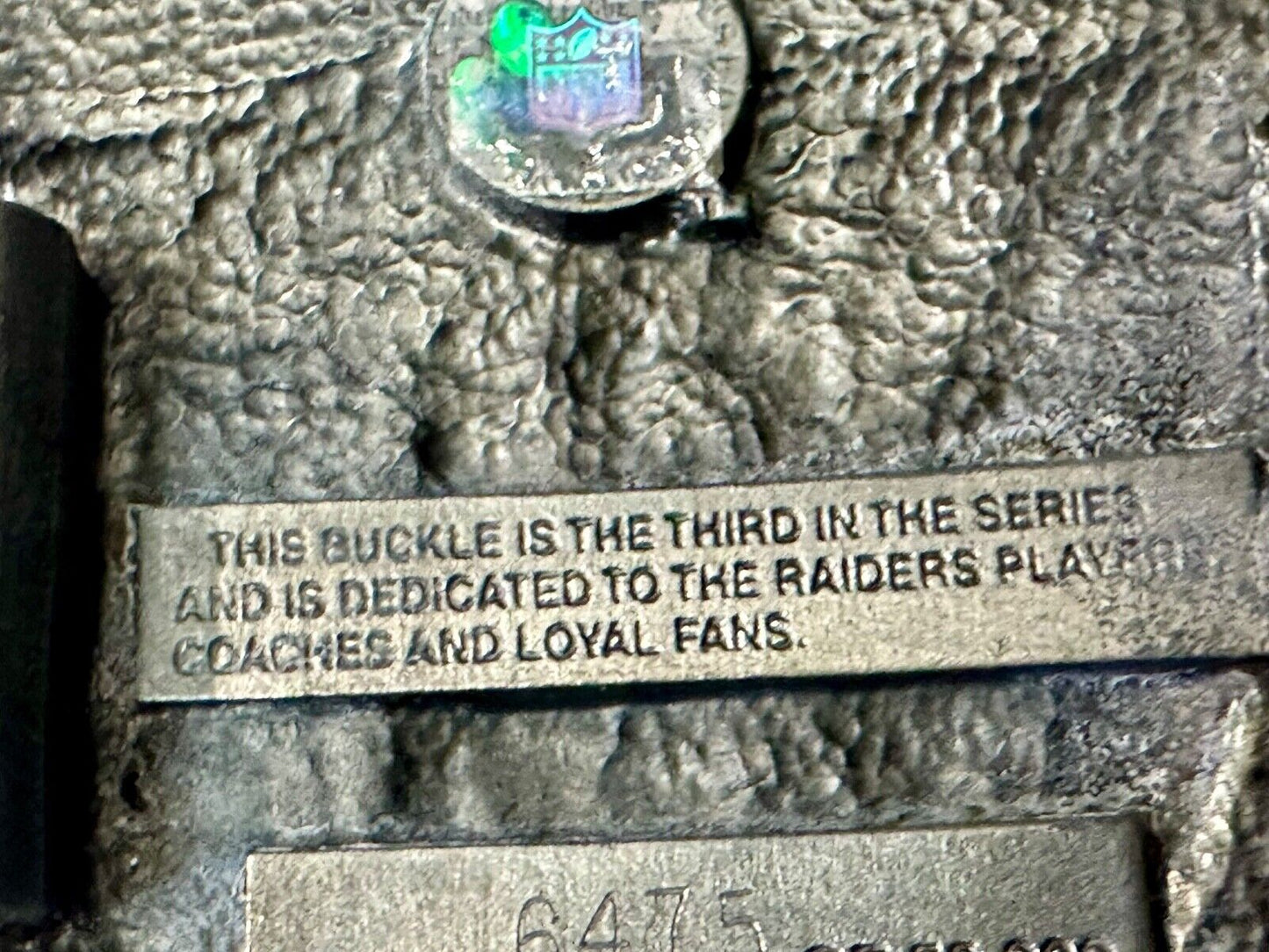 2003 Oakland Raiders NFL Football Commemorative Belt Buckle
