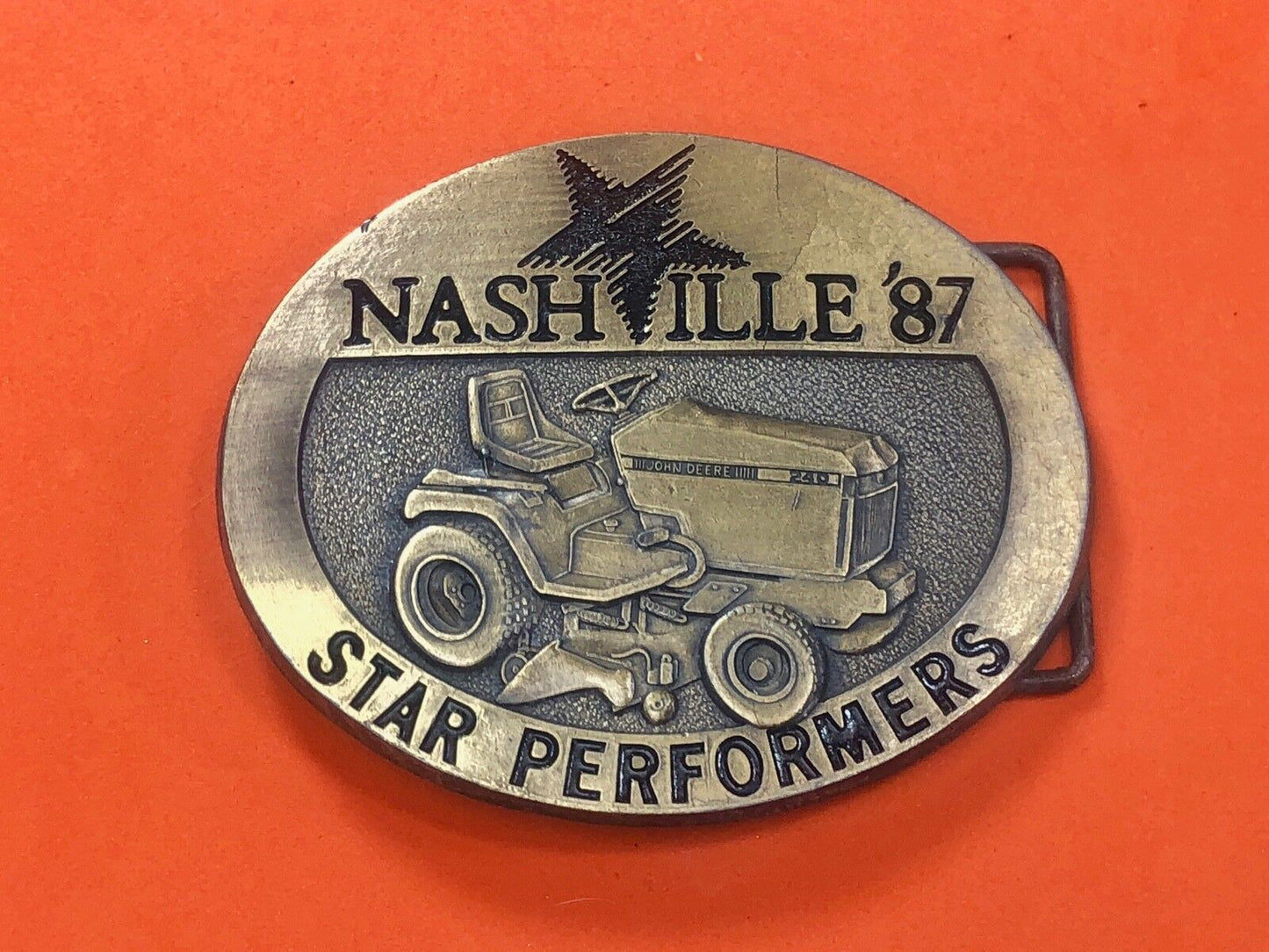 Vintage 1987 NASHVILLE John Deere Lawn Tractors Star Performers Belt Buckle