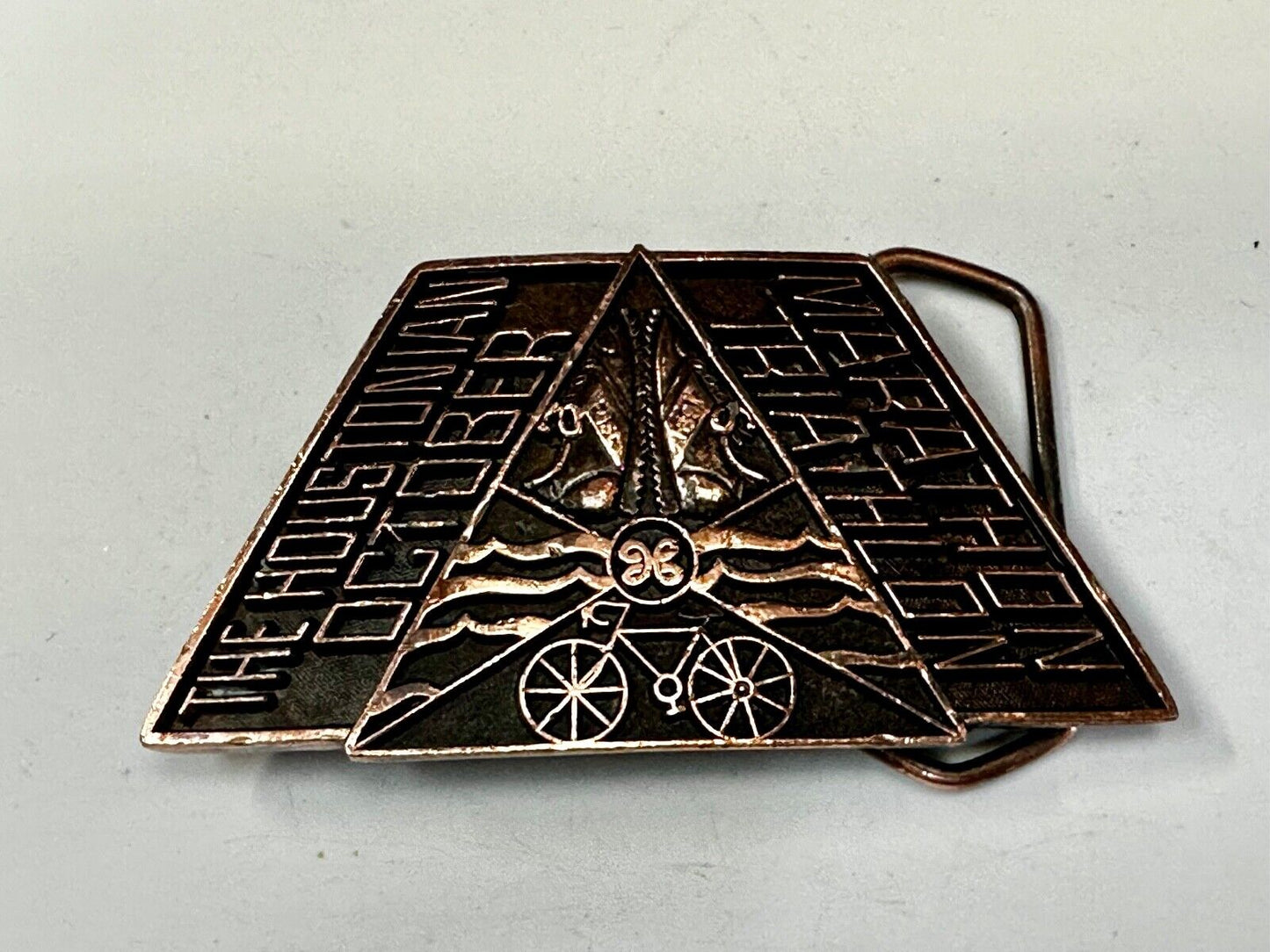 The Houstonian Marathon Trainer Texas Bike Race October Vintage 82 Belt Buckle