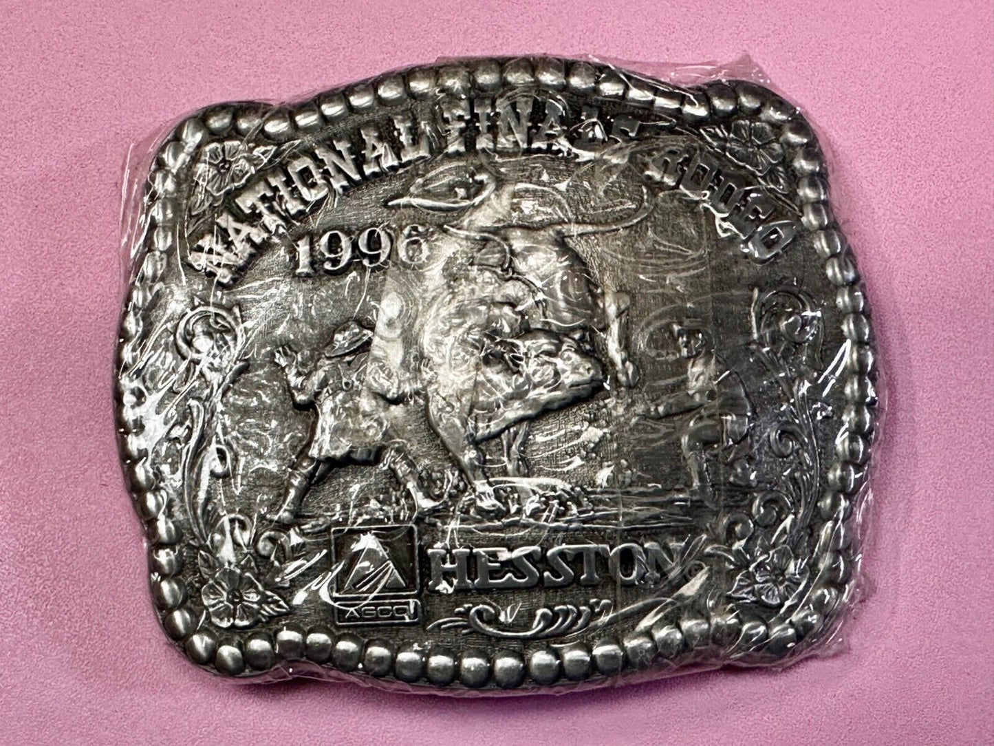 1996 Hesston NFR National Finals Rodeo Cowboys NOS Western Belt Buckle