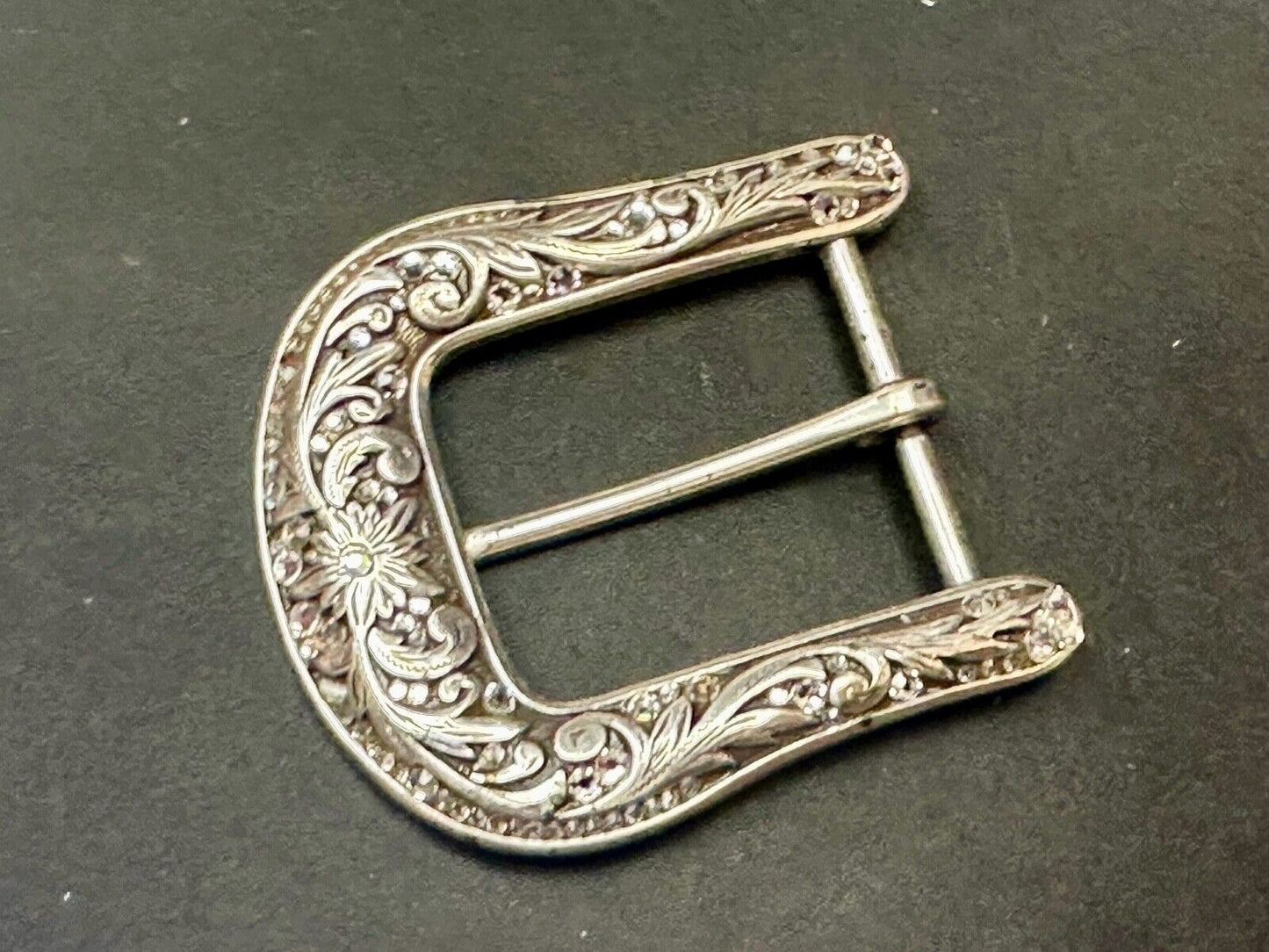 3" wide silver tone Cowgirls ranger style Belt Buckle with Rhinestone Accents