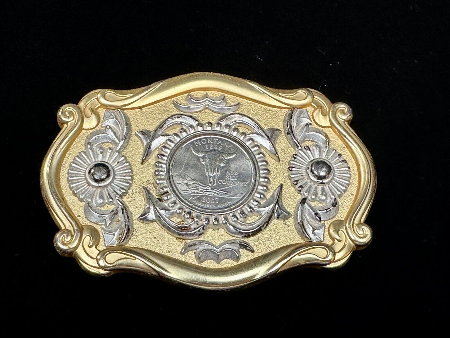 2007 Montana State Quarter Dollar Coin Big Sky Country in quality belt buckle