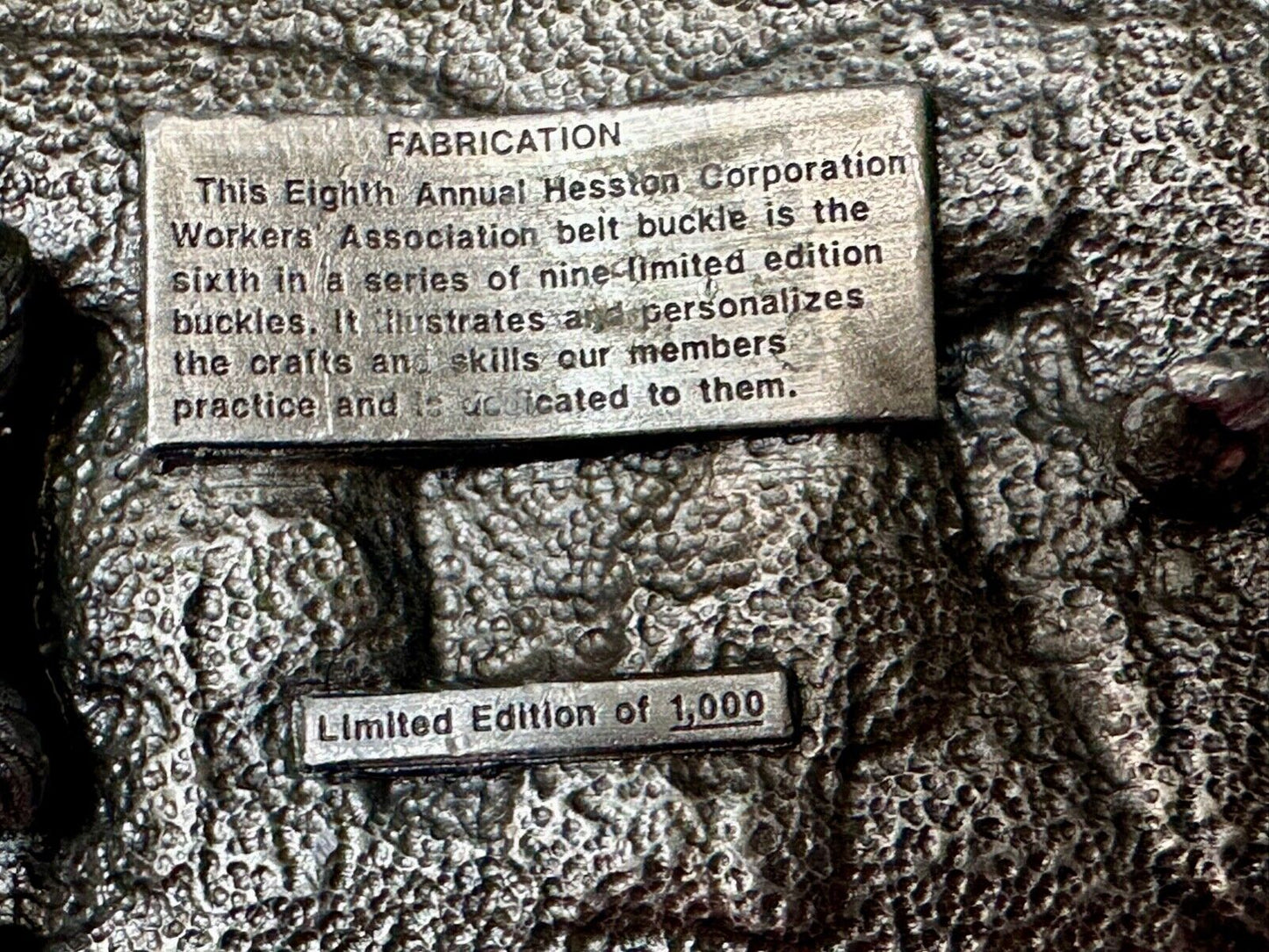 1988 HWCA 8th Hesston Fabrication Corp workers assn LIMITED belt buckle