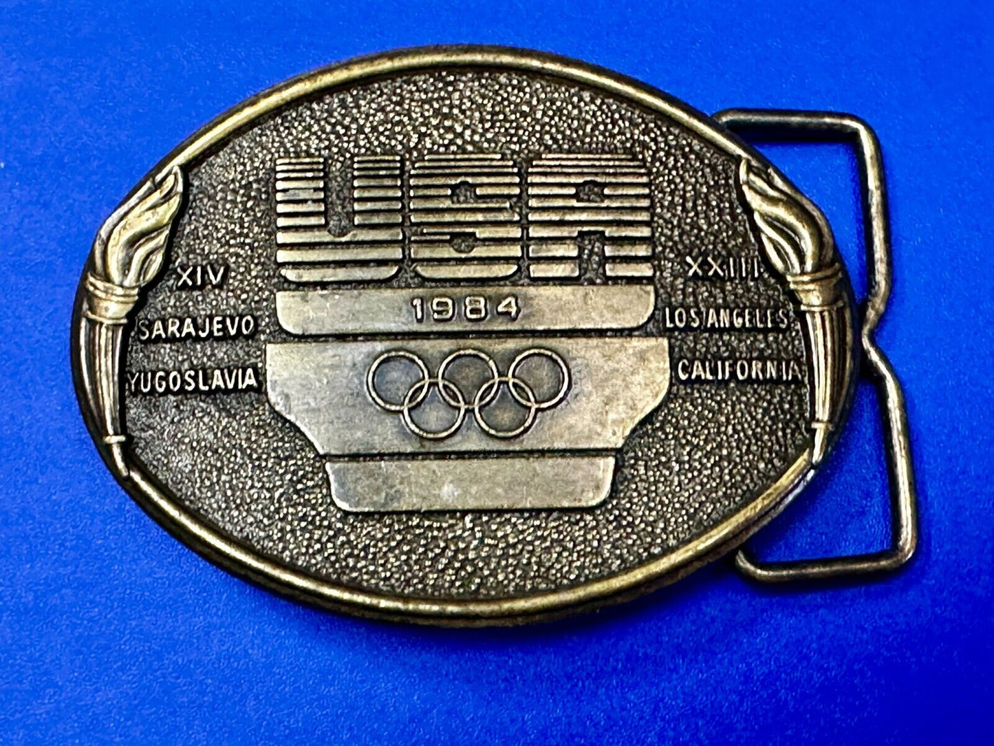 1984 USA Olympics Los Angeles California Vintage Commemorative Belt Buckle