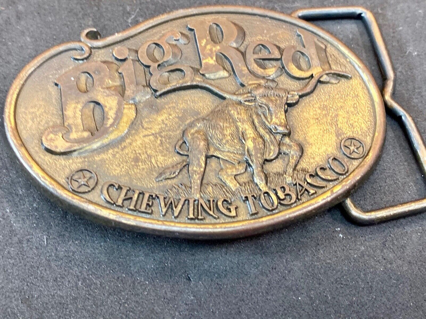 Vintage Big Red Bull Chewing Tobacco Detailed Belt Buckle - Rodeo Bull Longhorn