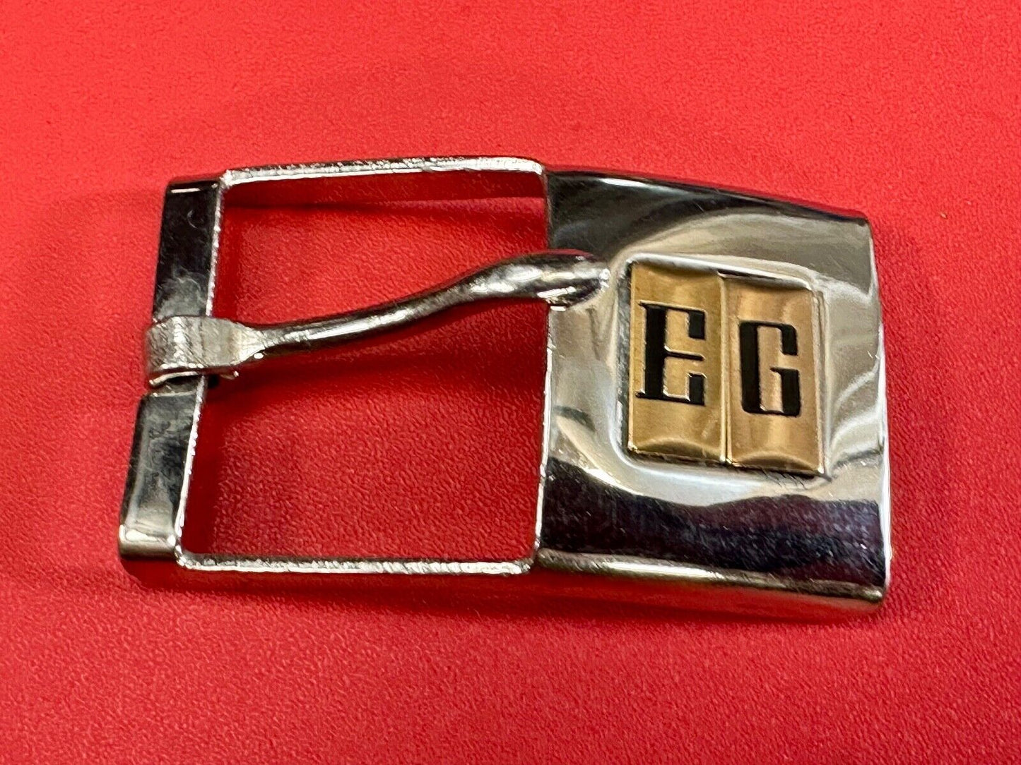 Vintage Letter monogram Initial EG - small two tone belt buckle