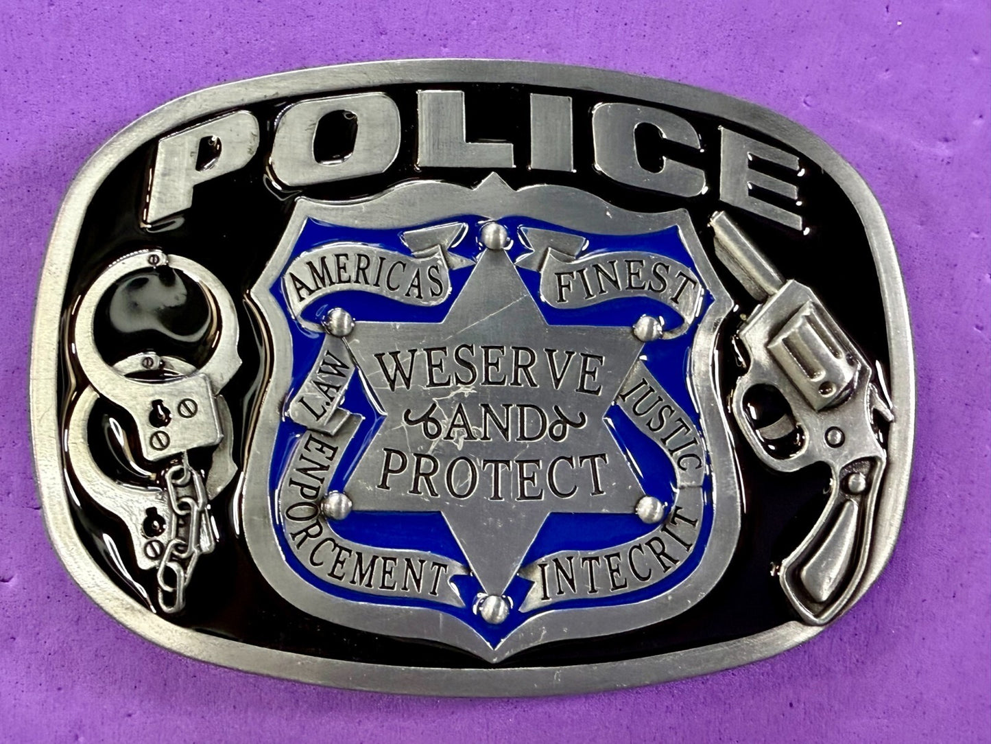 AMERICAS FINEST POLICE We Serve Protect Law Enforcement Commemorate Belt Buckle