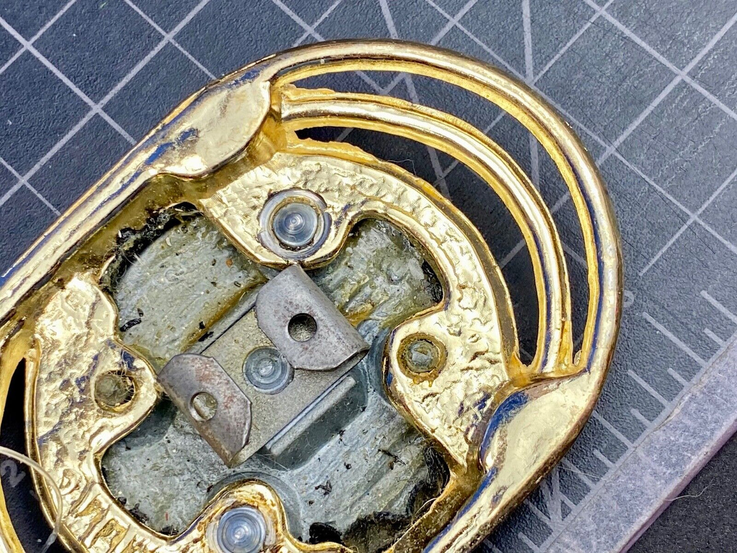 Vintage black and Gold Charmant of Beverly Hills, CA belt buckle scarf clip