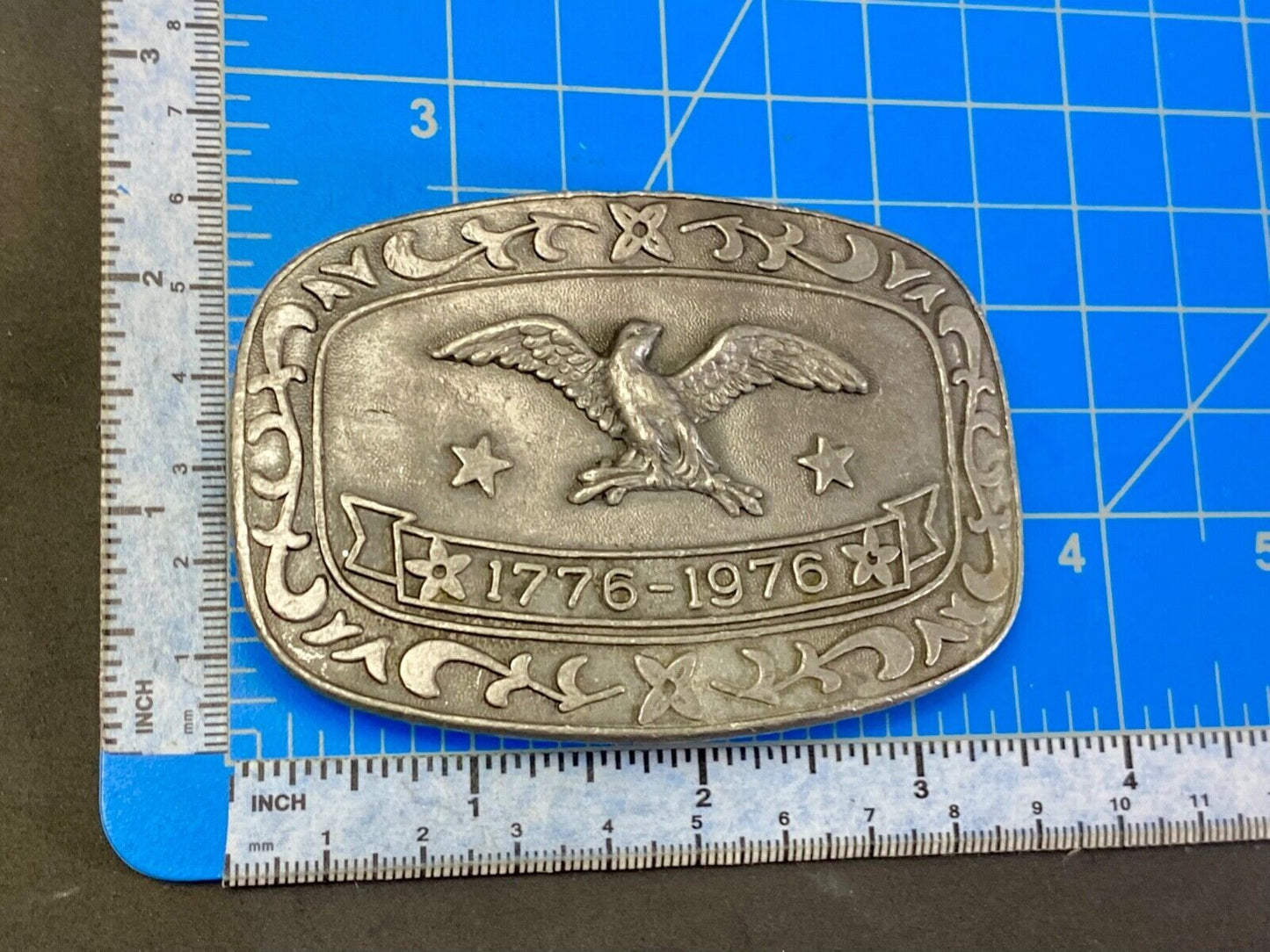 Bicentennial Celebration Patriotic repaired belt buckle by Celebrity