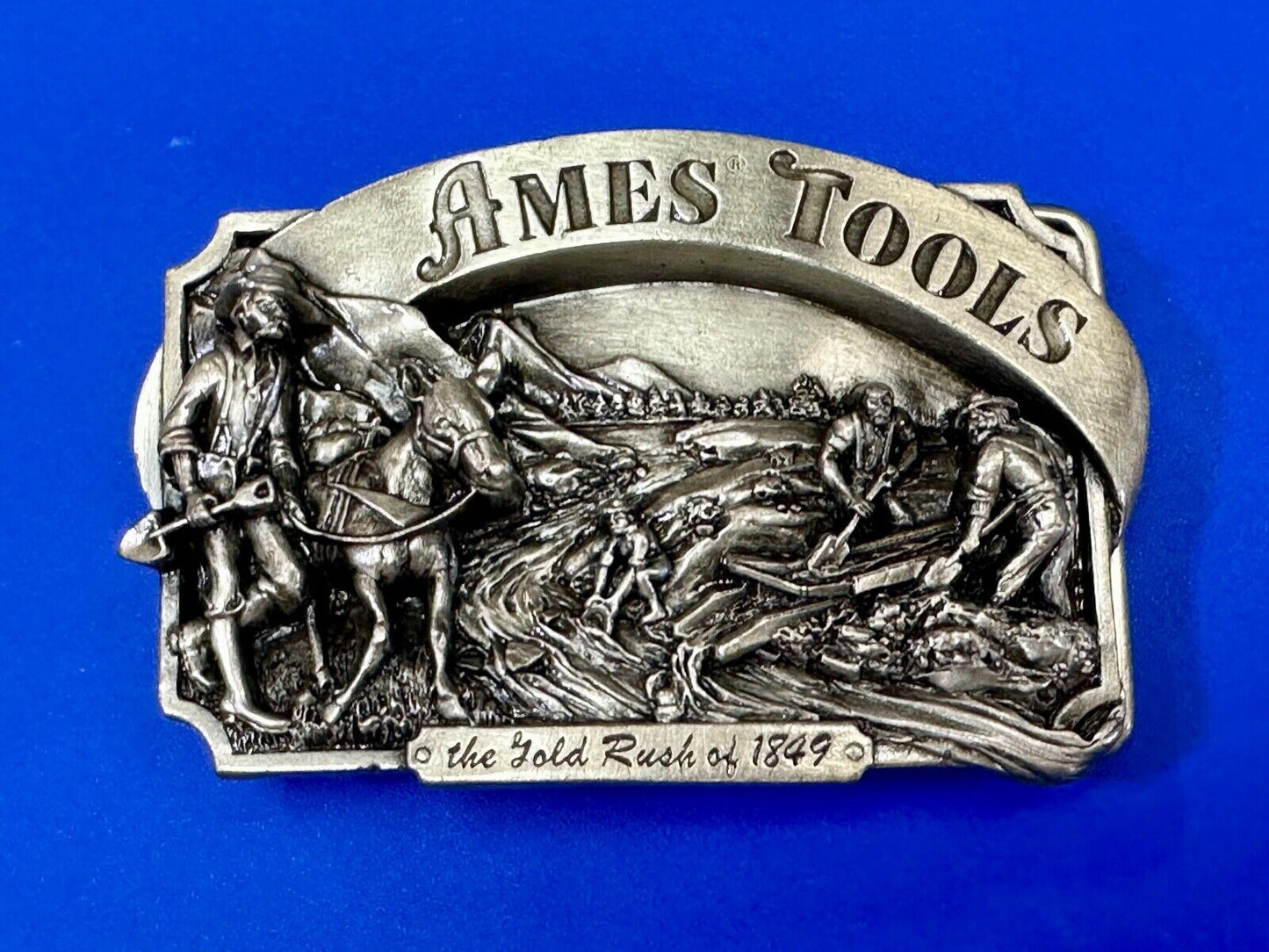 AMES TOOLS - Gold rush of 1849 Siskiyou 1985 Belt Buckle Lawn and garden supply