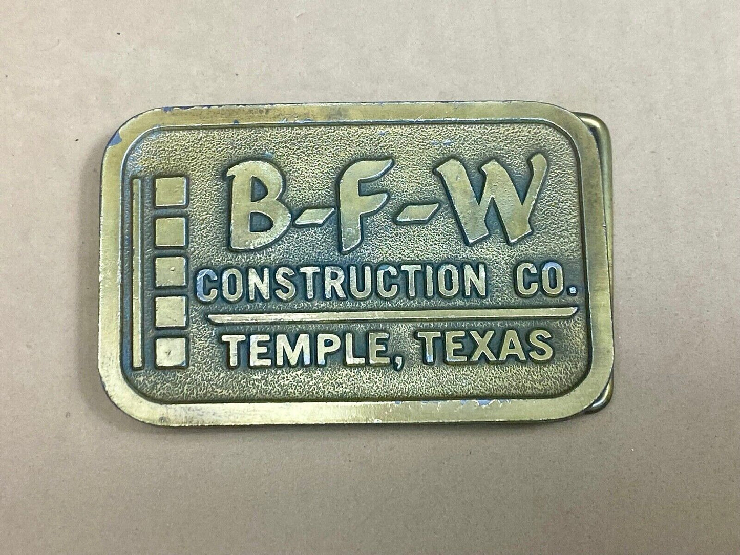 Temple Texas TX B-F-W Construction Company Advertising promo belt buckle