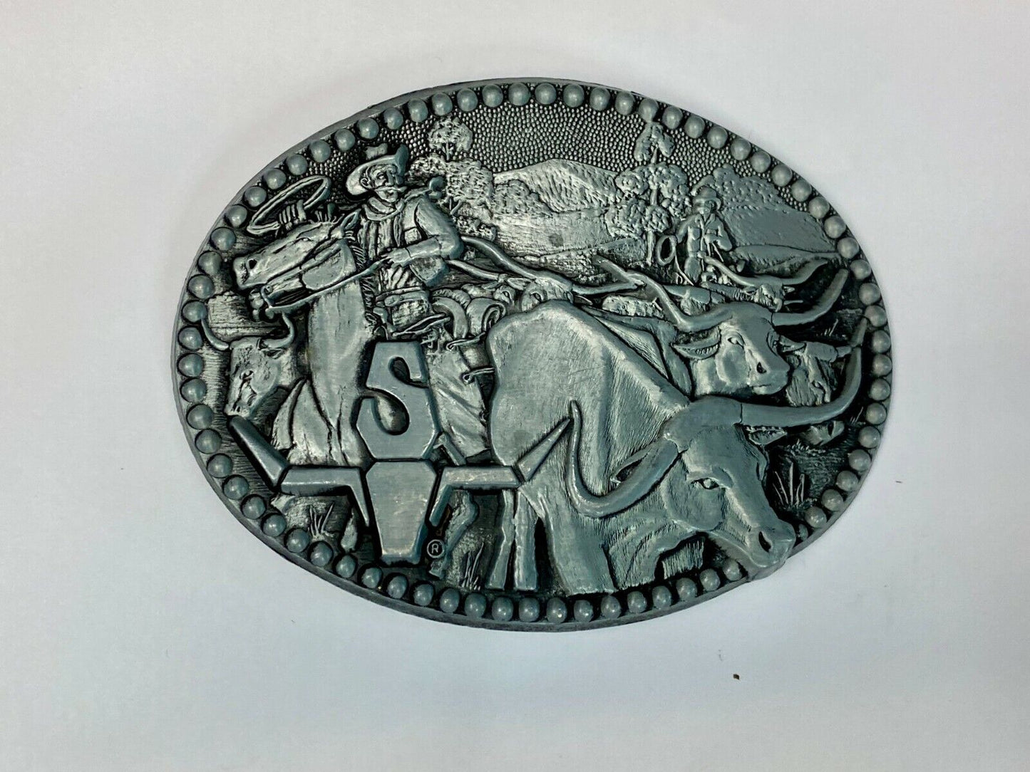 Adm Zee Series Belt Buckle Western Cowboy Roping Longhorn Rodeo Cattle