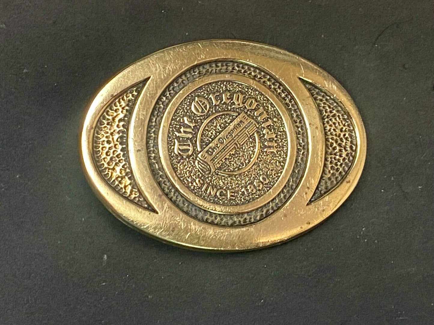 The Oregonian Portland News Paper Vintage Bts Brass Belt Buckle Since 1850
