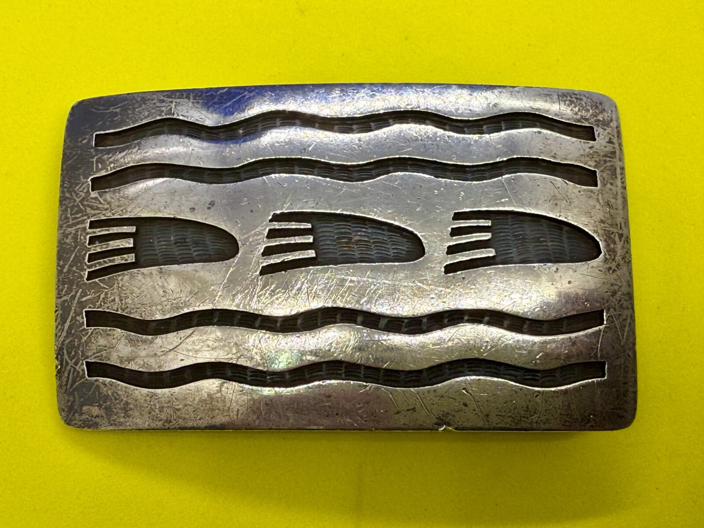Bear Paw Print Native American Indian Art Pattern Belt Buckle - See Makers Marks