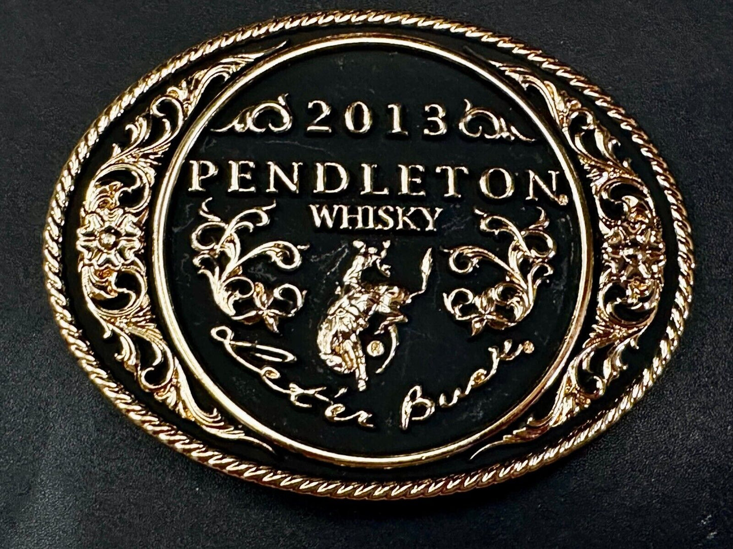 2013 Pendleton Whiskey Let'er Buck Rodeo Cowboy Montana Silversmiths Belt Buckle