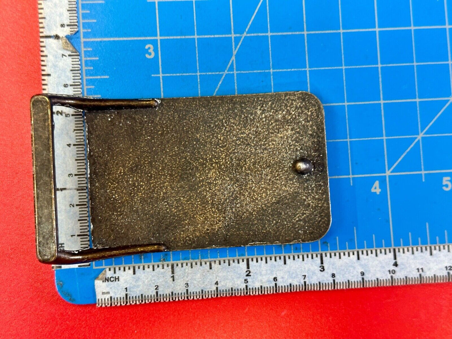 vintage Alaska Rodeo Faux? leather and brass western cowboy belt buckle