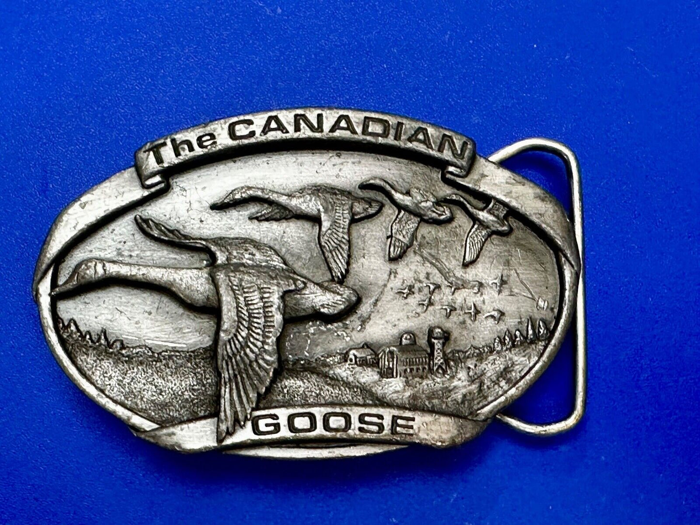 The Canadian Goose Migrating Flying Brass Vintage 1983 Belt Buckle by Bergamot