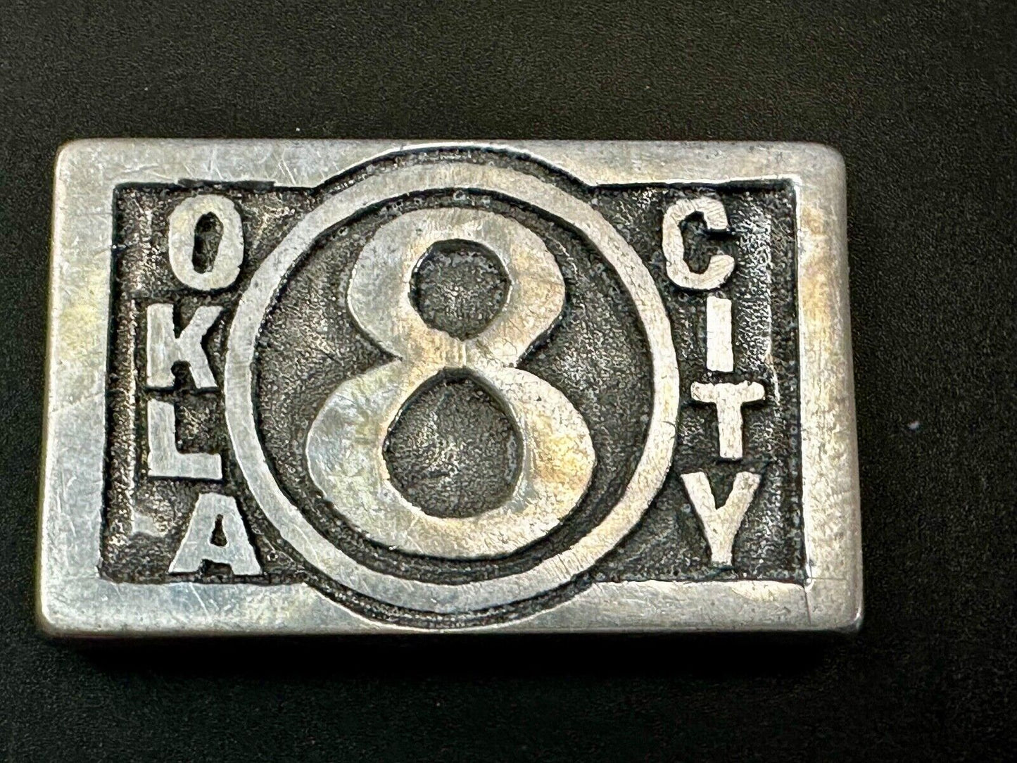 Tulsa Oklahoma City TV channel 8 Vintage J W Taylor Custom Artisan belt buckle