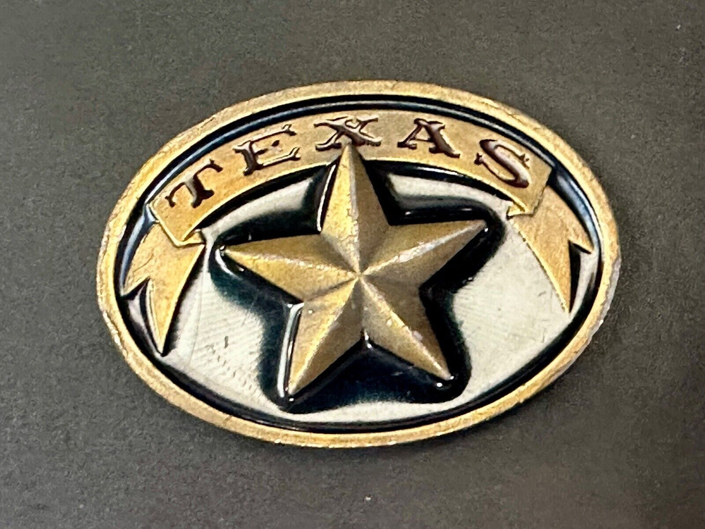 Vintage 1979 Texas Star Retro Style belt buckle by Bergamot Brass Works