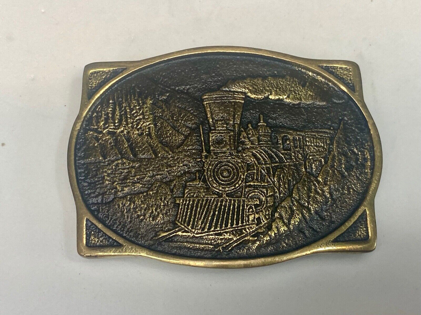 Vintage 1976 American Rr Railroad Solid Brass Train Belt Buckle Heritage Mint
