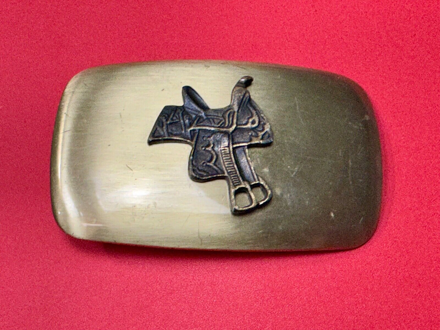 Vintage Chambers Horse saddle on western belt buckle