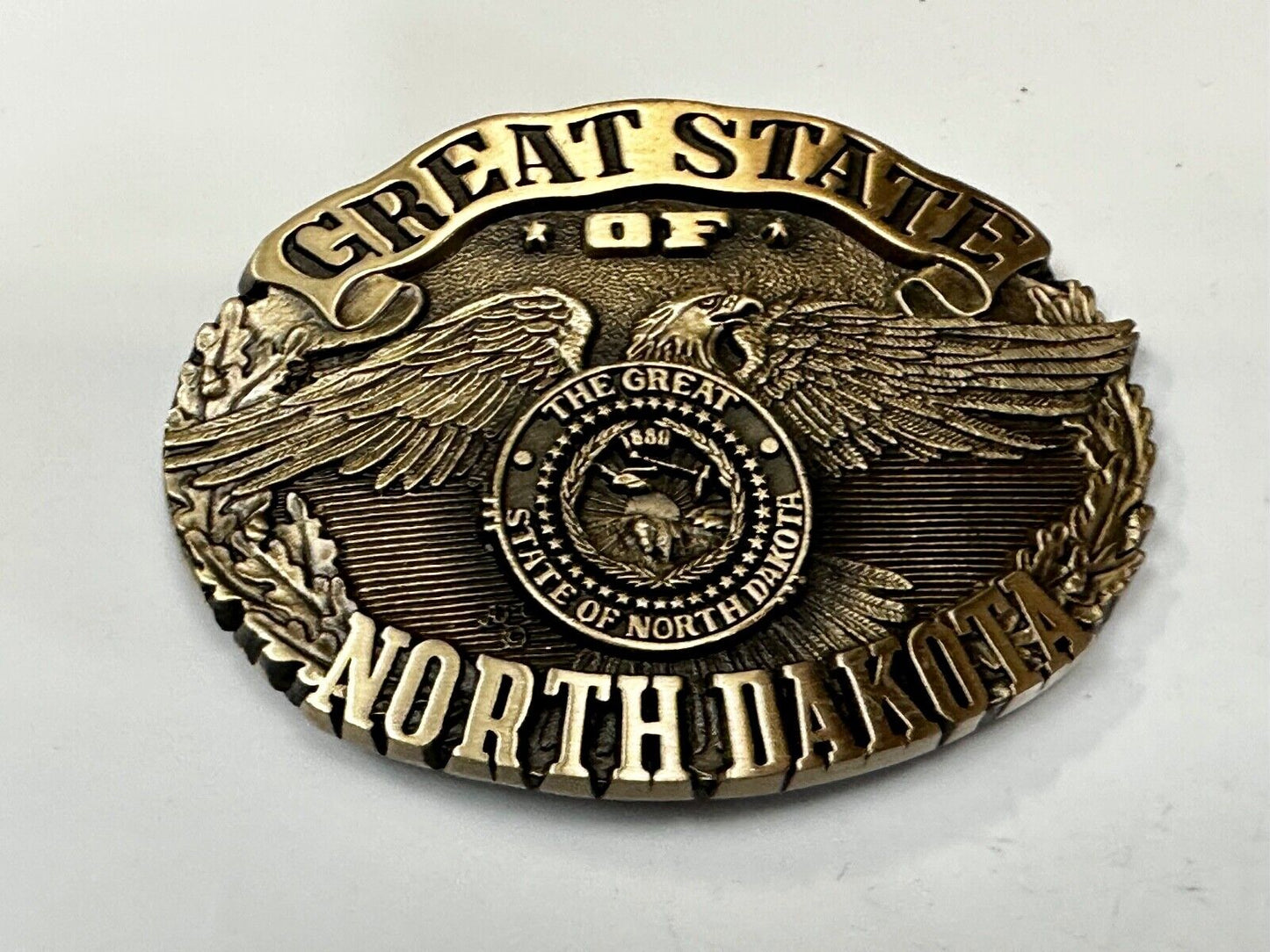 The Great State of North Dakota Vintage Award Design Medals 1st Edn Belt Buckle