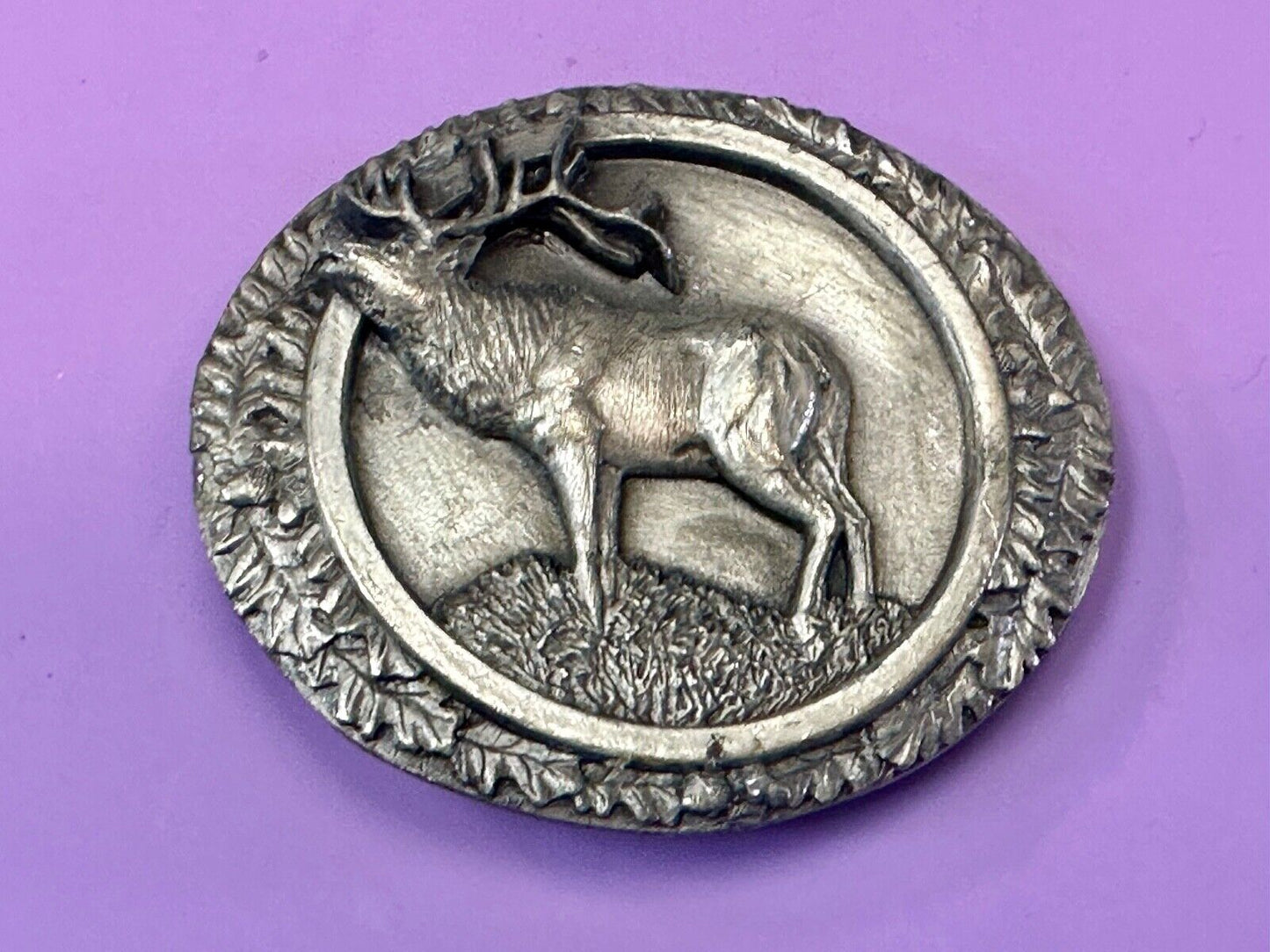 The North American Elk Commemorative Vtg. 1986 Bergamot Brass Works belt buckle