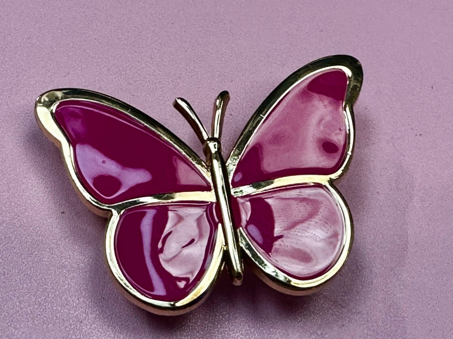 Beautiful Butterfly Shaped Cutout Pink Enameled Womens Belt Buckle