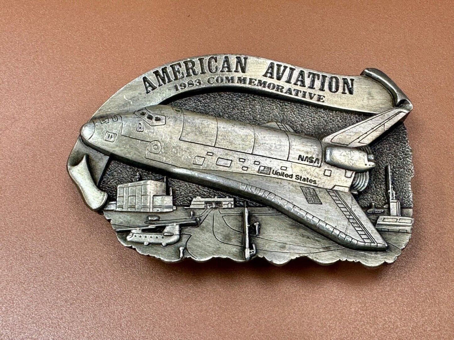 1983 American Aviation Commemorative Plane Pilots belt buckle by Arroyo Grande
