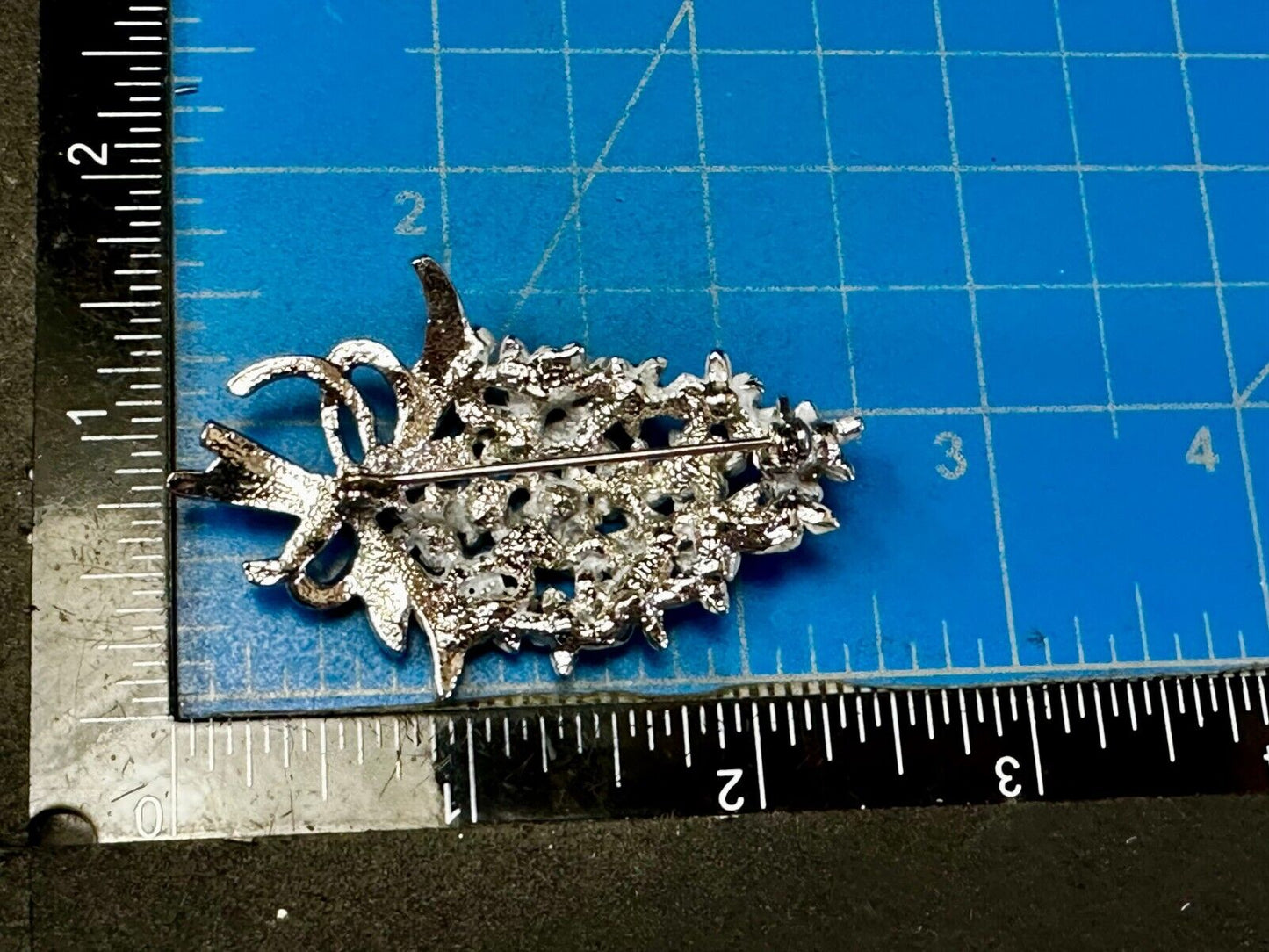 Vintage Enameled Flower Bouquet Silver Tone Vintage Brooch Pin