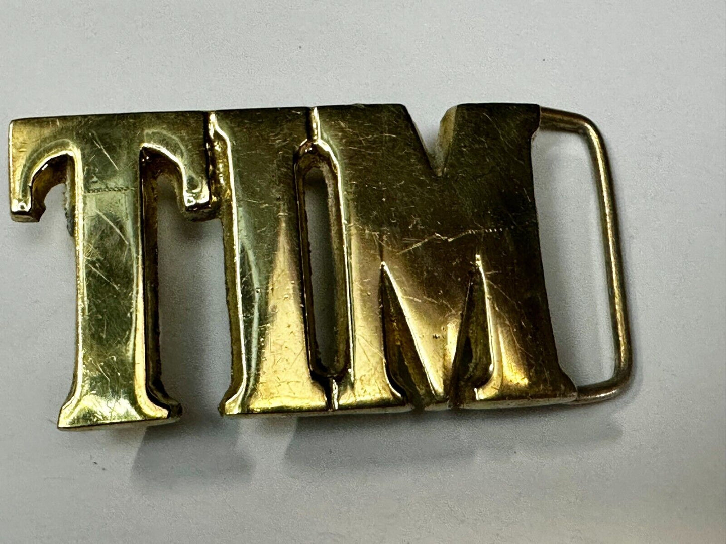 TIM Custom Name in cutout block letters solid brass belt buckle - Taiwan ROC