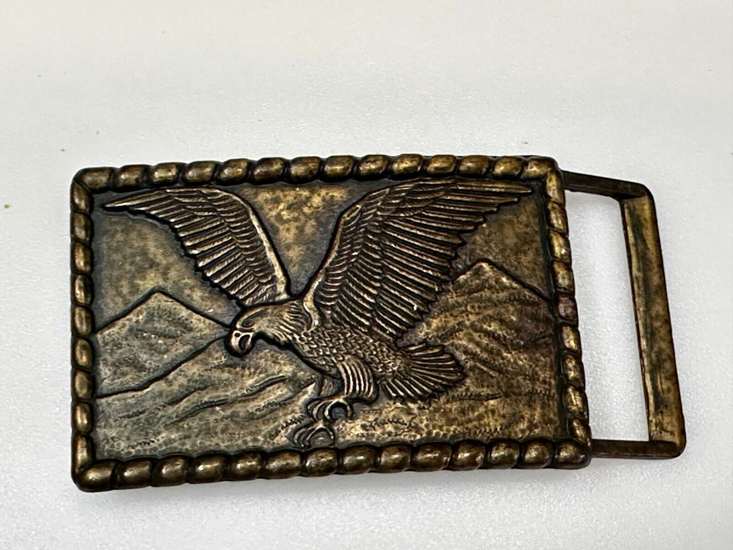 American Bald Eagle flying over majestic USA mountains Vintage Belt Buckle