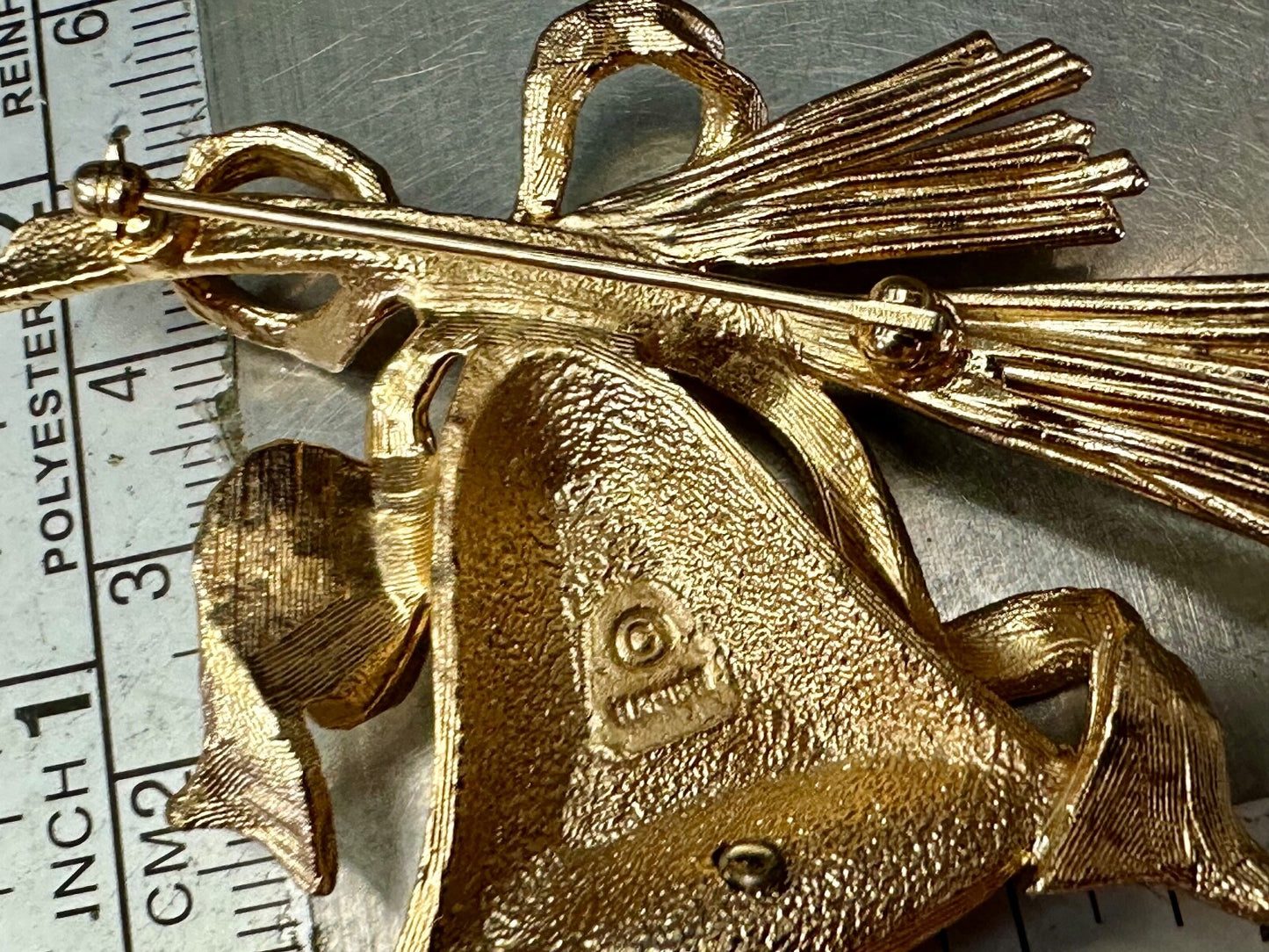 Bell & Pearl Ringer - Napier Signed Vintage Gold Tone Brooch Pin