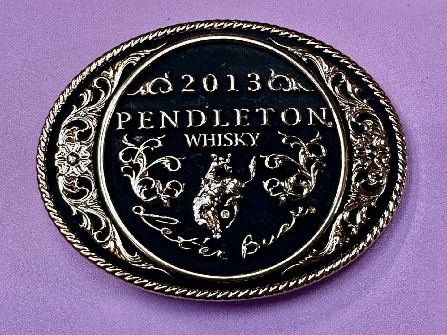 2013 Pendleton Whiskey Let'er Buck Rodeo Cowboy Montana Silversmiths Belt Buckle