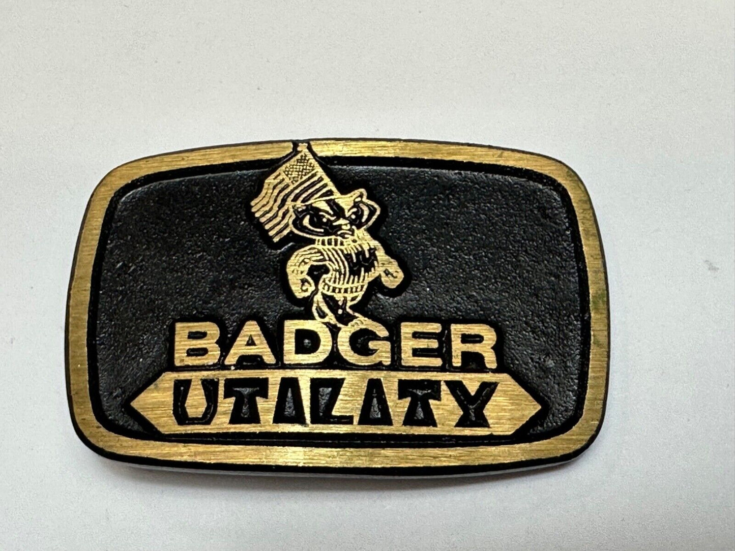 Vintage Badger Utility Wisconsin Power Company Brass Dynabuckle belt buckle
