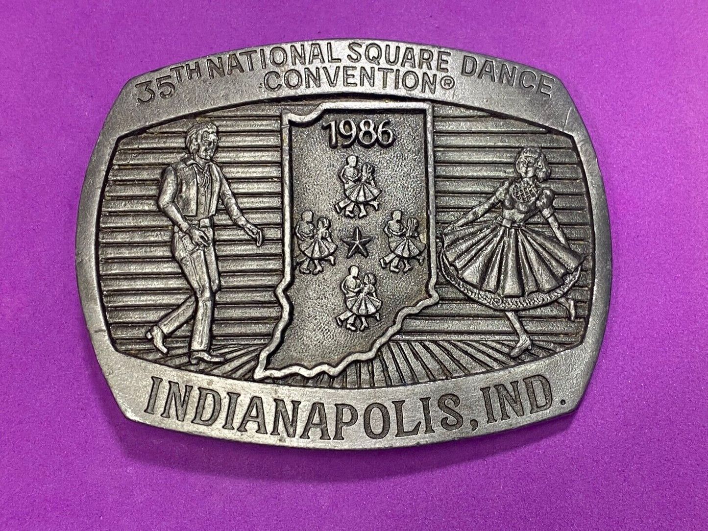 35Th National Square Dance Convention 1986 Indianapolis In Western Belt Buckle