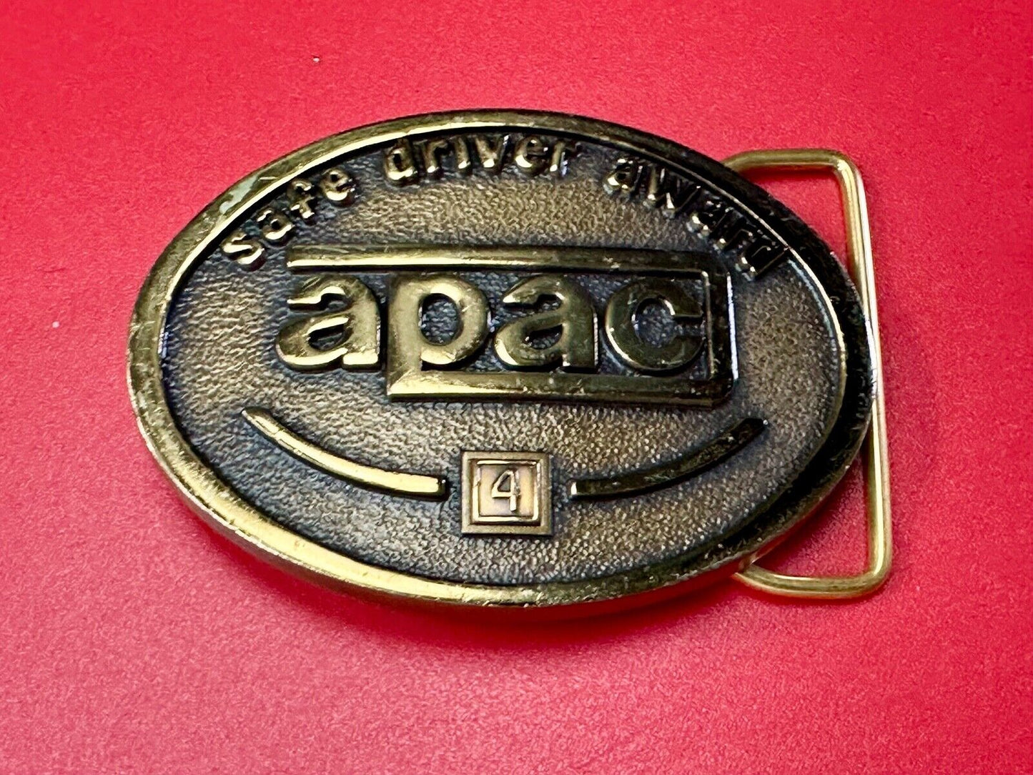 APAC Safe Driver Award belt buckle with 4 year pin by Jostens
