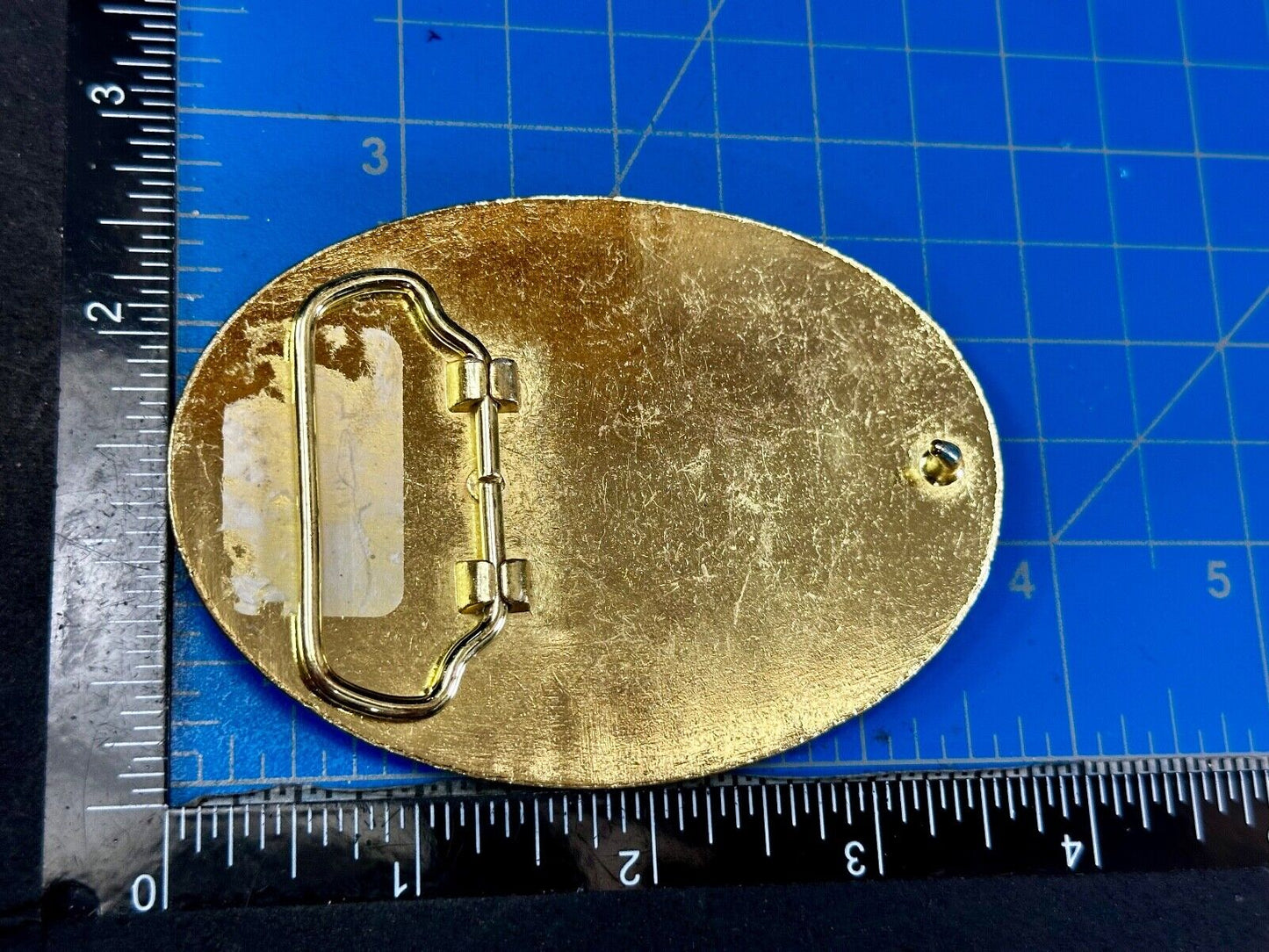 The Great State of Texas Star & Flag western USA made Gold & Black Belt Buckle