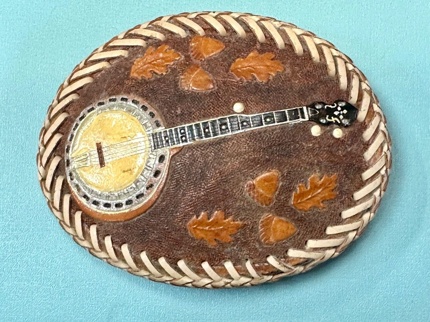 Banjo Country Music Bluegrass Pickers Gorgeous Snake Skin Vintage Belt Buckle