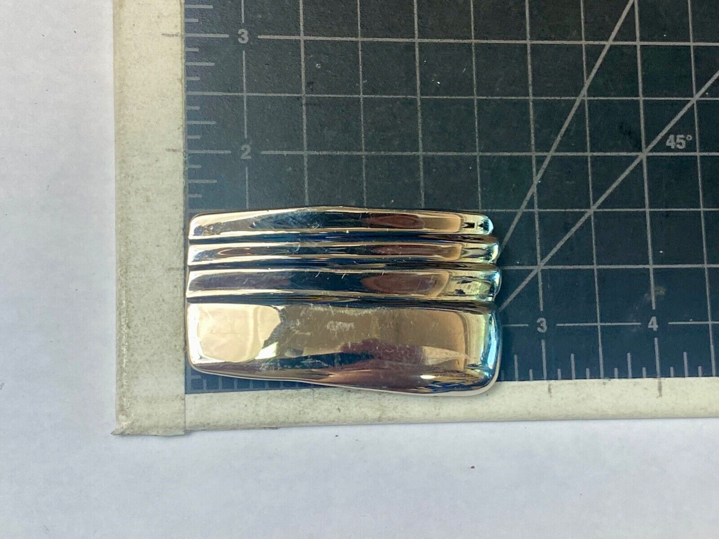 1982 Kathy young signed solid brass chrome color abstract art belt buckle
