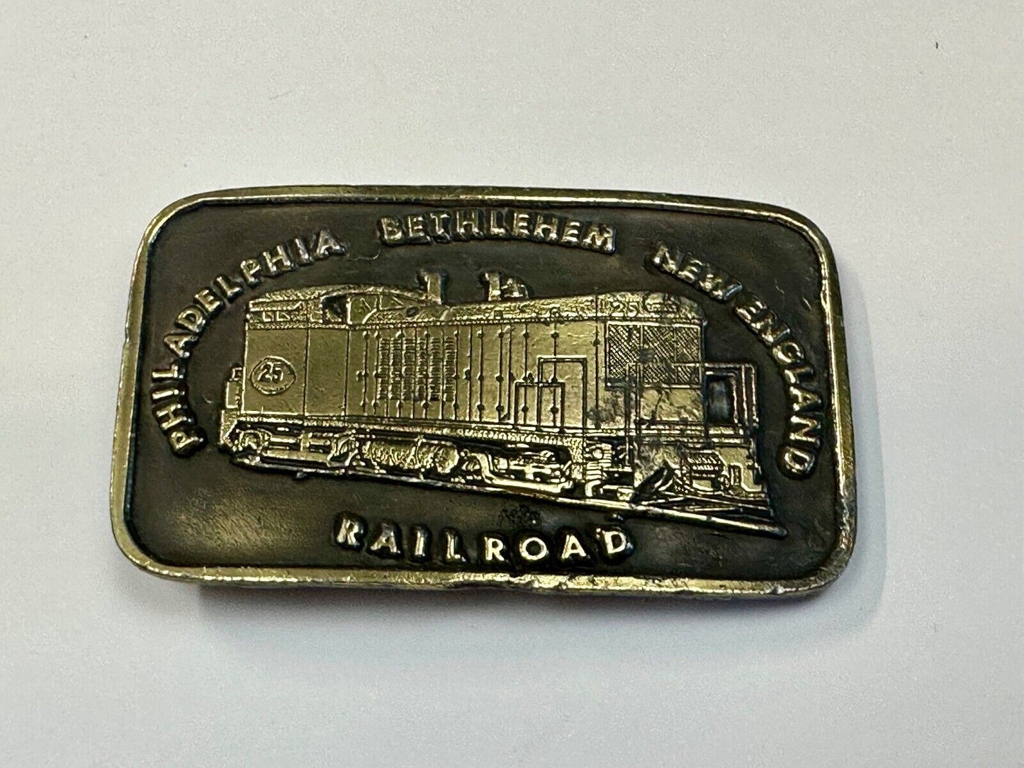 Train Engine 25 Philadelphia Bethlehem New England RR Tiffany Studio Belt Buckle