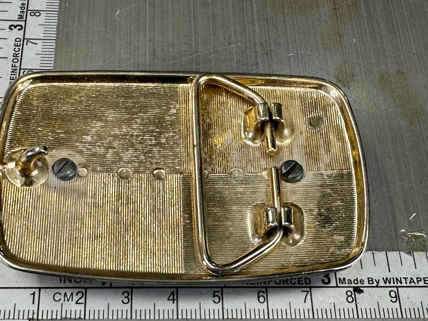 Vintage cabochon cab style flower centerpiece beautiful gold tone belt buckle