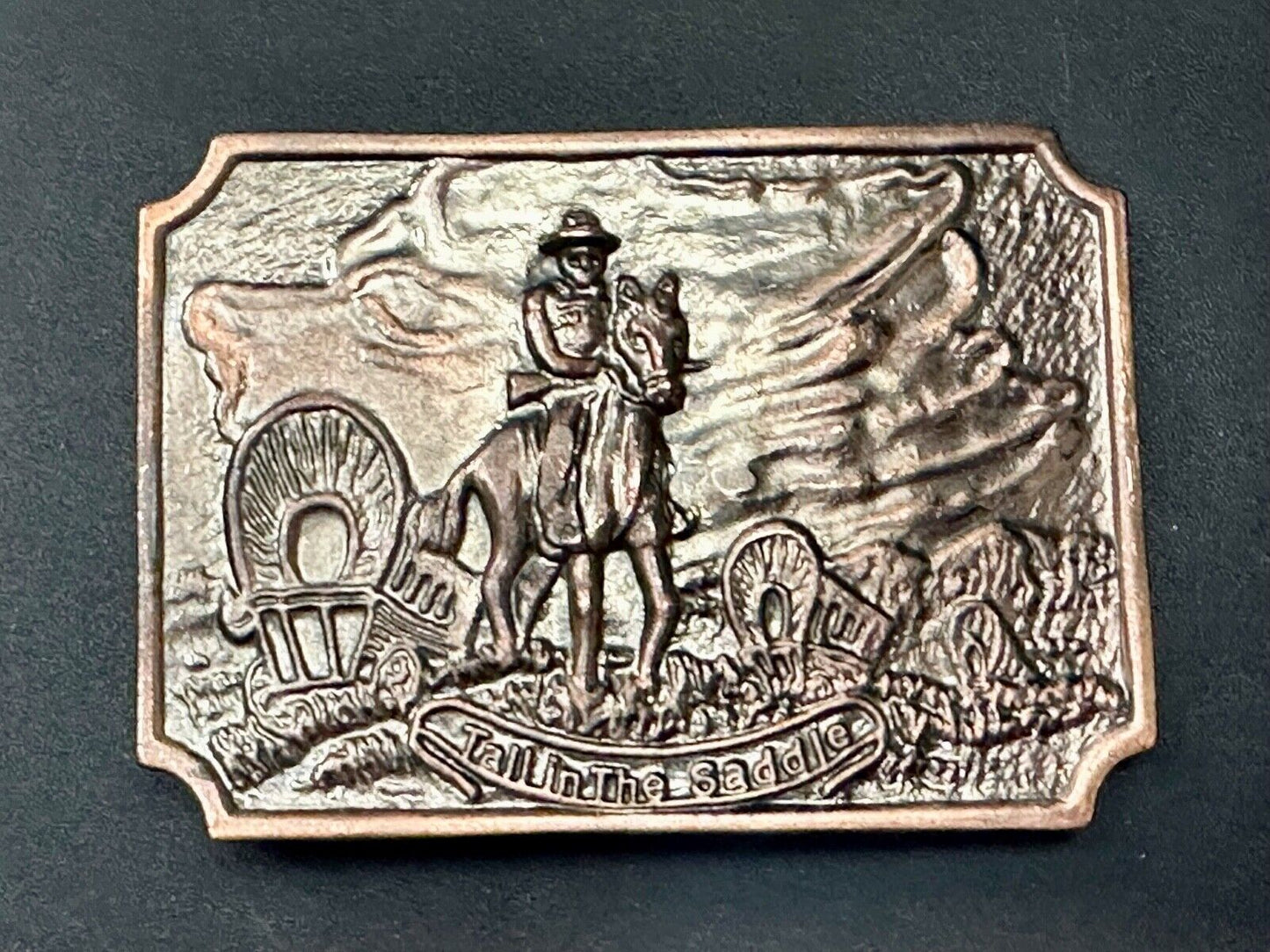 Tall in the Saddle Art Western Horse and Cowboy way of life! Vintage belt buckle