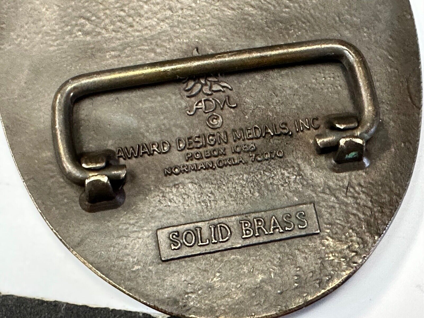 The Cattle Drive Western Rodeo Cowboys engraved award ribbon scroll belt buckle