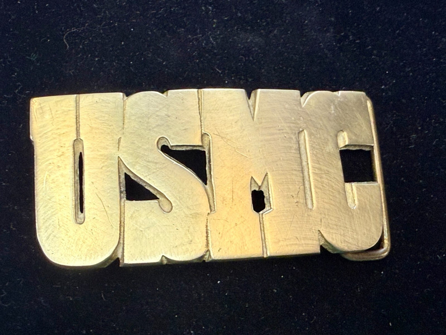 USMC United States Marine Corps Block Letters Military Solid Brass Belt Buckle