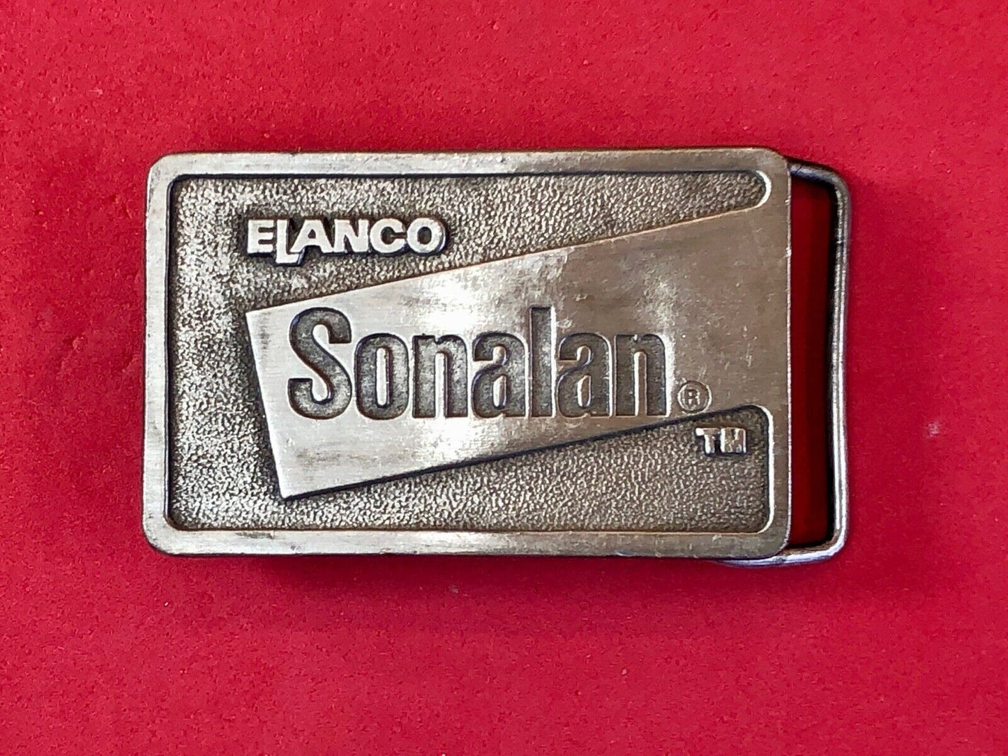 vintage Elanco Sonalan belt buckle - in appreciation for your support farmers